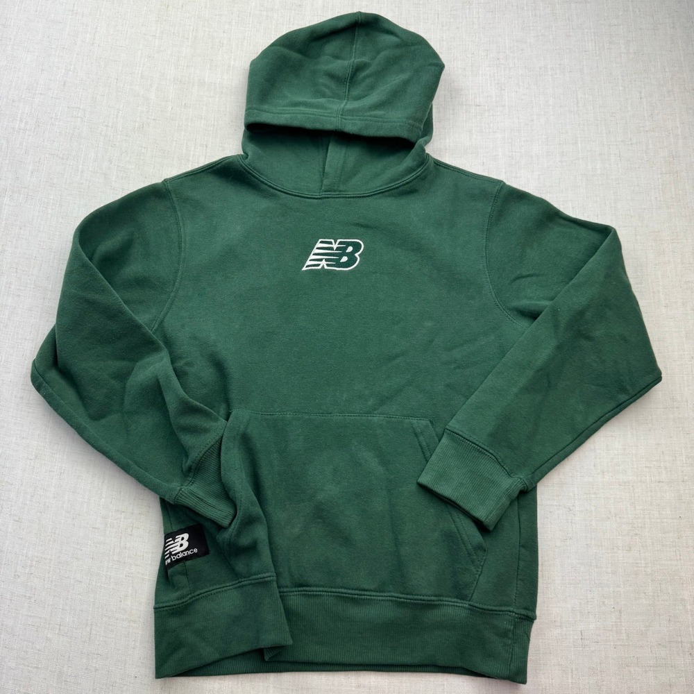 New Balance Kids Forest Green Pullover Hoodie Sweatshirt Youth M 10/12 Logo
